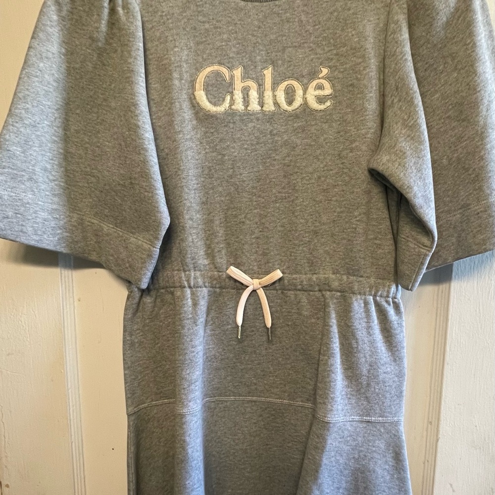 Chloe Girls Fleece Logo Dress, Gray, 14